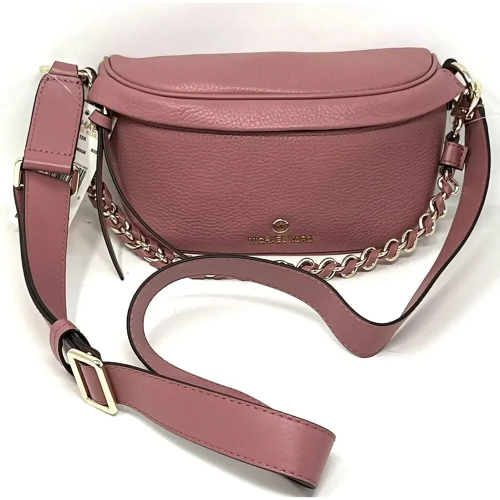 Michael Kors Slater Extra Small Pebbled Leather Sling Fanny Pack Rose Pink XS